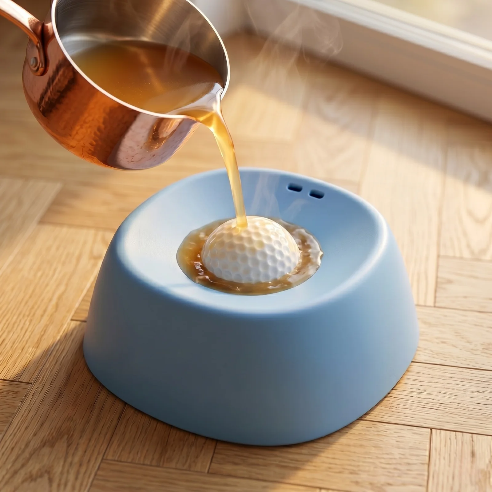 Wlewanie bulionu do miski